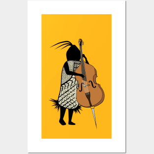 Cute Musician Playing Contrabass Posters and Art